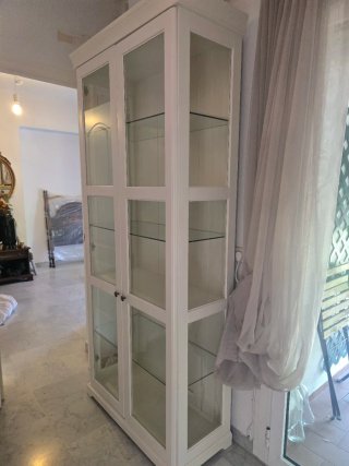 Vitrina Blanca Cristal y Madera