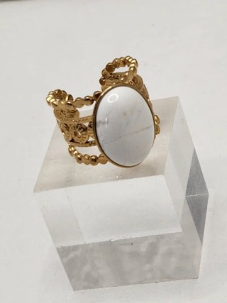 Anillo Oro Ajustable Blanco Piedra