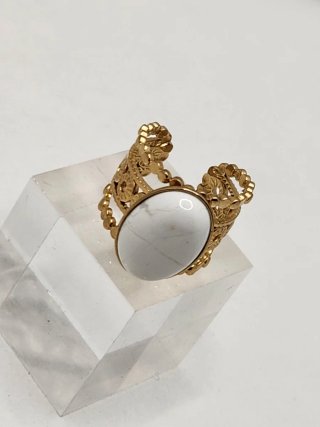 Anillo Oro Ajustable Blanco Piedra