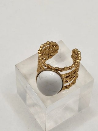 Anillo Oro Ajustable Blanco Piedra