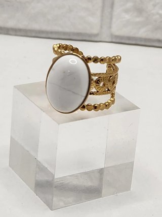 Anillo Oro Ajustable Blanco Piedra