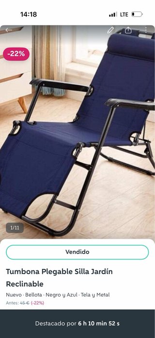 2 Tumbonas Plegables Silla Jardín Azul