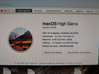 IMAC 27” 2010 Intel i3 Plata