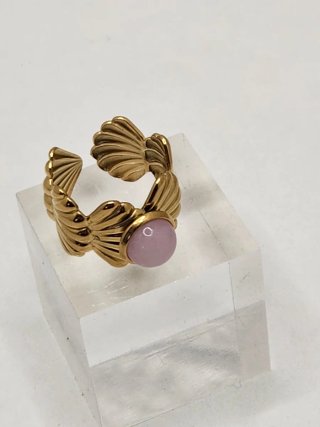 Anillo Chapado Oro Acero Quirúrgico Rosa Ajustable