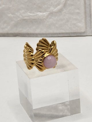 Anillo Chapado Oro Acero Quirúrgico Rosa Ajustable