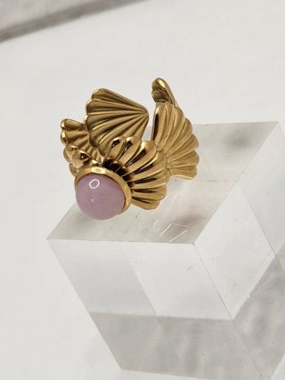 Anillo Chapado Oro Acero Quirúrgico Rosa Ajustable