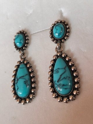 Pendientes Vintage Diseño Turquesa Plata