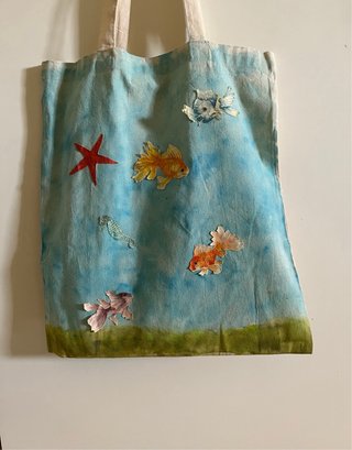 Borsa mare tessuto fantasia pesci