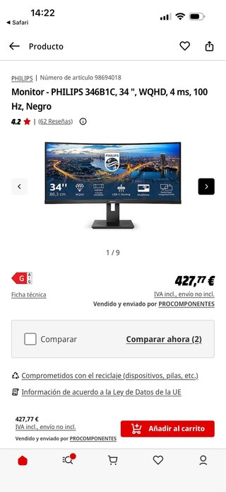 Monitor Curvo Philips 34