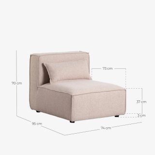 Sofá Modular Kilhe 3 Piezas + Puff Tela Beige