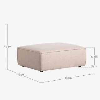 Sofá Modular Kilhe 3 Piezas + Puff Tela Beige
