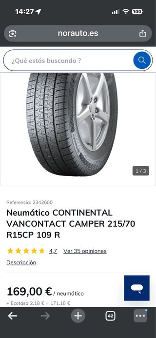 2 Neumaticos Continental 215/70 R15 al precio de 1