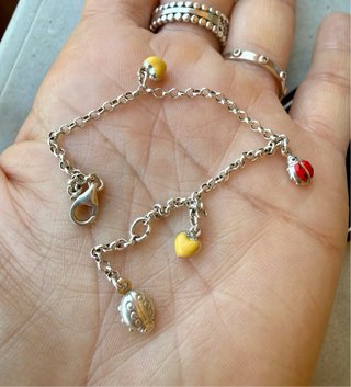 Bracciale vintage argento 925 con charm smaltati