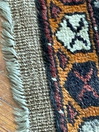 Tappeto persiano lana rosso arancio 85 x52 antico