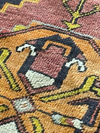 Tappeto persiano lana rosso arancio 85 x52 antico