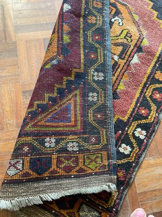 Tappeto persiano lana rosso arancio 85 x52 antico