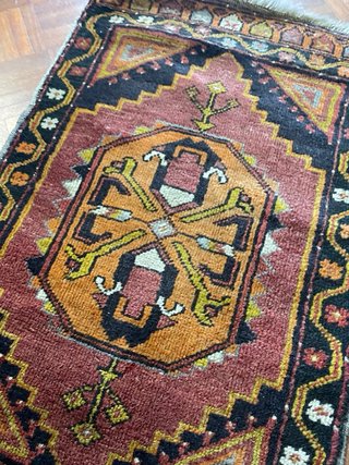 Tappeto persiano lana rosso arancio 85 x52 antico