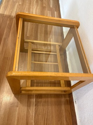 Mesa auxiliar madera y cristal