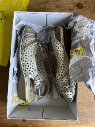 Sandalias Pitillos Beige y Plateadas
