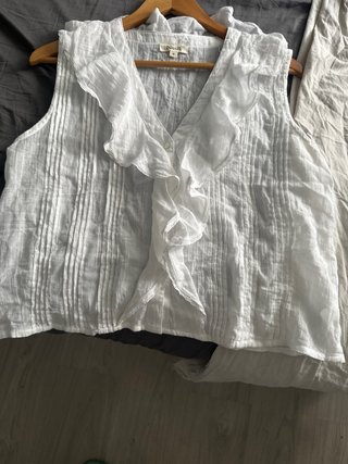 Blusa Nicoli Lino Blanca Botones Talla M