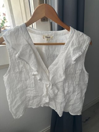 Blusa Nicoli Lino Blanca Botones Talla M