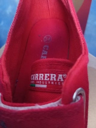 Scarpe ginnastica rosse con velcro n.34
