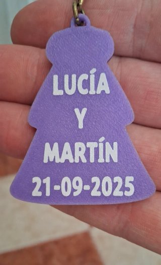 Llavero Virgen del Rocío Pastora impresos en 3D