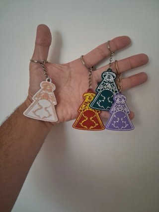 Llavero Virgen del Rocío Pastora impresos en 3D