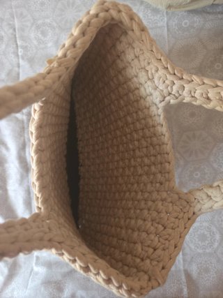 Bolso Trapillo Hecho a Mano Beige y Gris