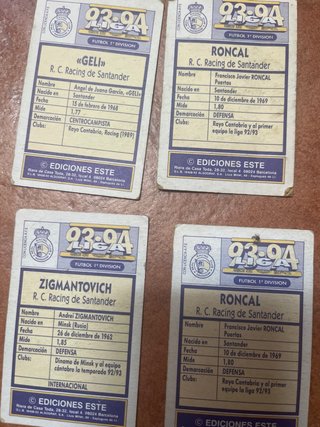 4 Cromos Fútbol R.C. Racing de Santander