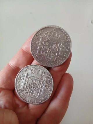 2 Monete da 8 Reales di Carlo IV e Ferdinando VII