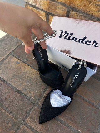 Zapatos Vlinder Negros Tacón Brillantes