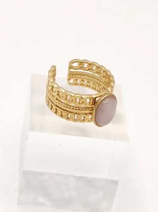 Anillo Acero Quirúrgico Chapado Oro Rosa Ajustable