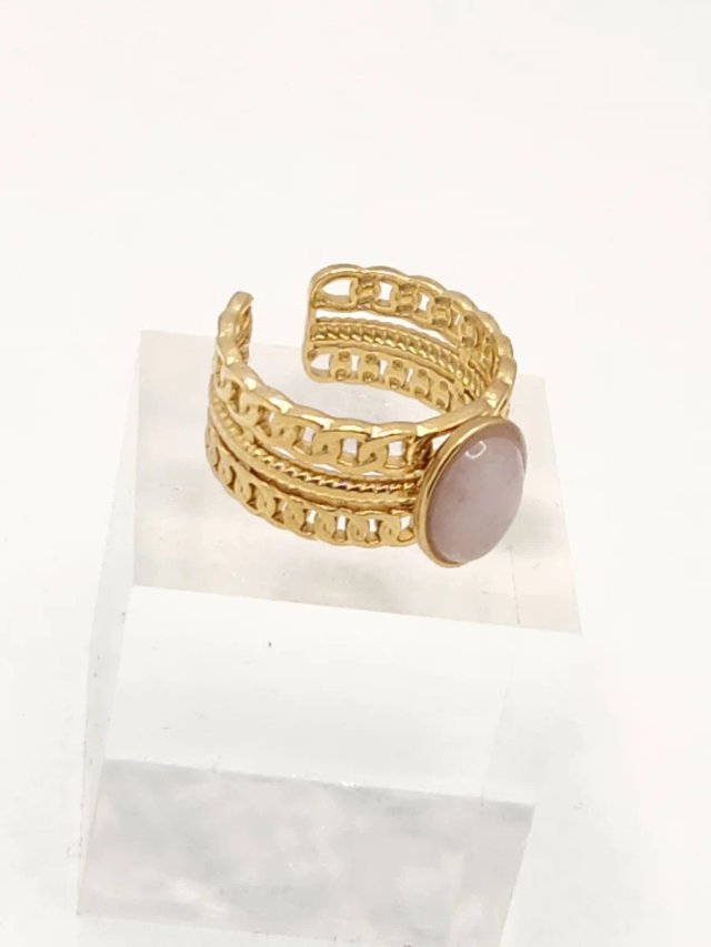 Anillo Acero Quirúrgico Chapado Oro Rosa Ajustable