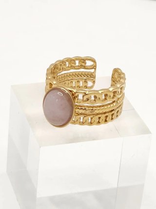 Anillo Acero Quirúrgico Chapado Oro Rosa Ajustable