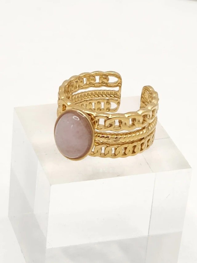 Anillo Acero Quirúrgico Chapado Oro Rosa Ajustable