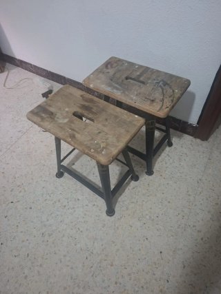 Taburetes madera y metal industrial alemán ROWAG