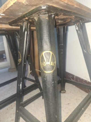 Taburetes madera y metal industrial alemán ROWAG