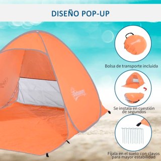 Tienda de playa para 2-3 personas pop-up naranja