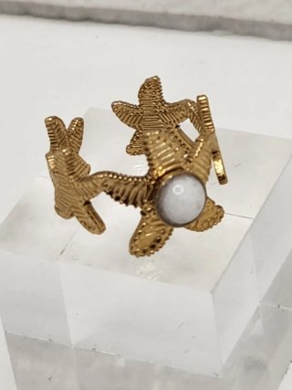 Anillo Estrella de Mar Baño Oro Acero Quirúrgico