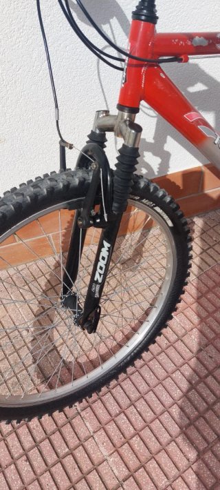 Bicicleta MTB Topbike Roja y Plata