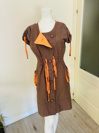 Vestido VAN-DOS marrón y naranja