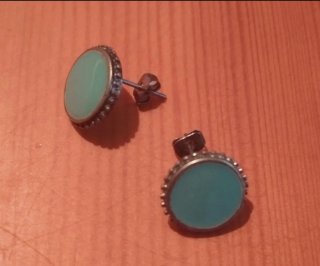 Pendientes botón turquesa esmaltado