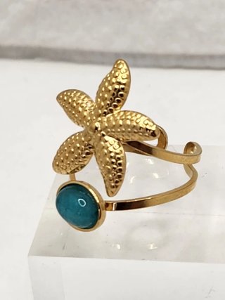 Anillo Estrella de Mar Chapado en Oro Ajustable