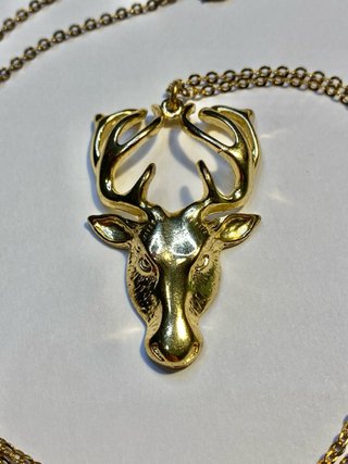 Collana catenina con ciondolo cervo metallo oro