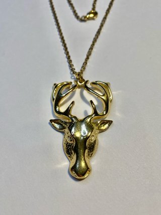 Collana catenina con ciondolo cervo metallo oro
