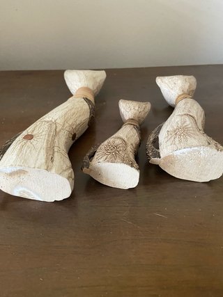 Set 3 gatti legno intagliato decorati a mano