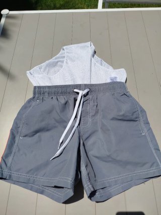 Bañador hombre gris y naranja