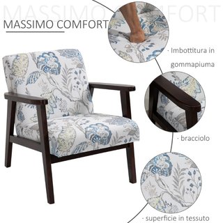 Sedia per Soggiorno Poltroncina Imbottita con Brac