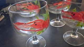 4 Bicchieri Cocktail Gamberi Rossi